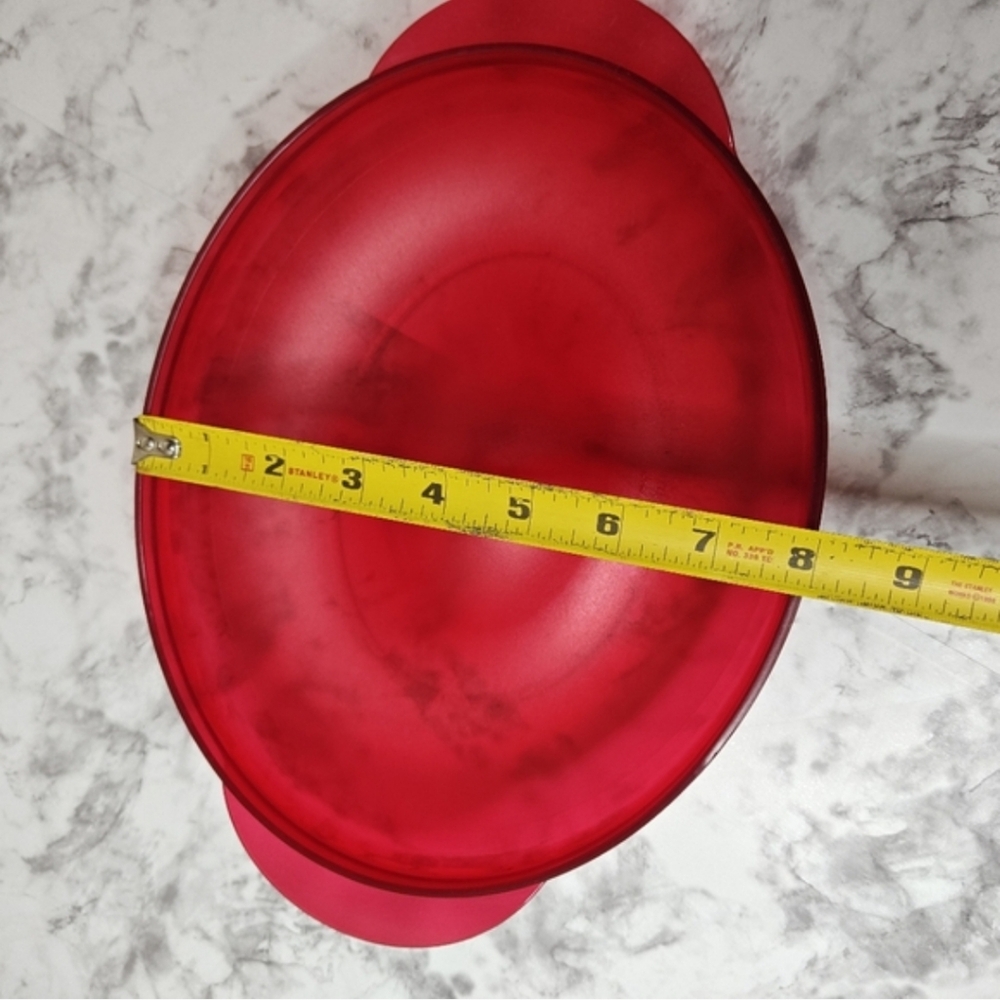 Tupperware Vent 'N Serve 1.1L Microwave Oval Dish Red Vented Lid - Picture 8 of 9